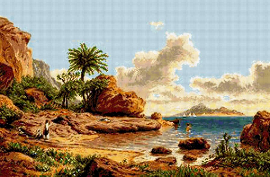 морской пейзаж - море, остров, пейзаж, берег, красота - предпросмотр