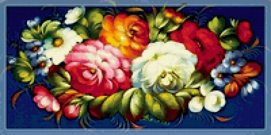 Жостовский мотив - роспись, жостовский мотив, розы, узор - предпросмотр