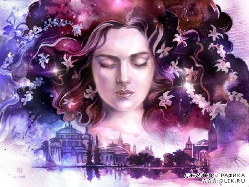 Хранительница снов. - девушка, женщина, богиня, на черном - оригинал