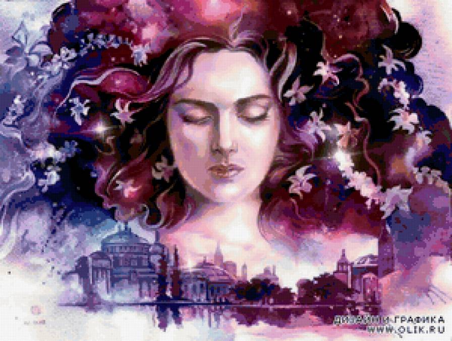 Хранительница снов. - женщина, девушка, богиня, на черном - предпросмотр