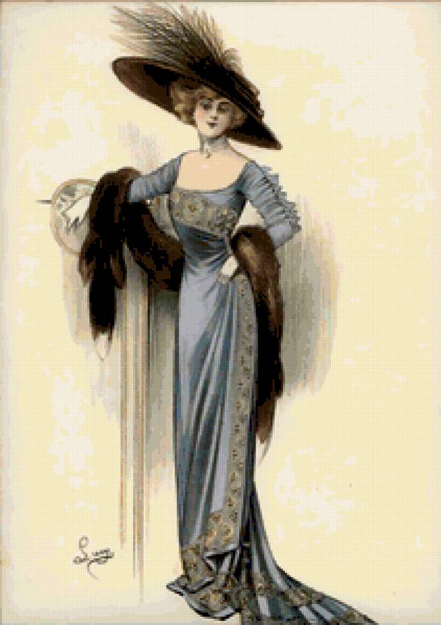 Прекрасная эпоха - дама, мода, девушка, шляпка, модерн, ретро - предпросмотр