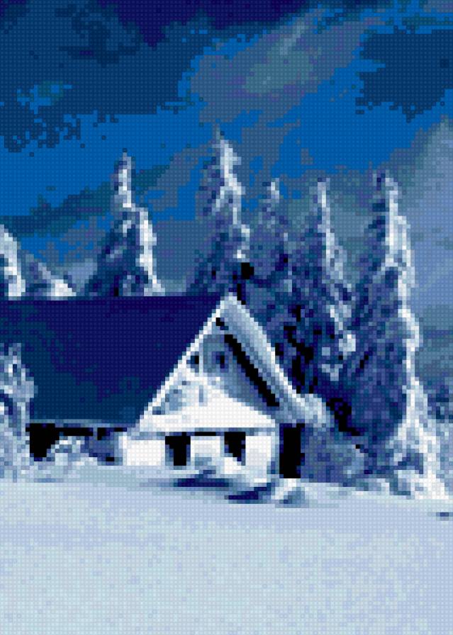 зимний домик - дом, лес, зима - предпросмотр