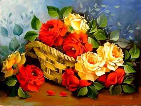 корзина с розами - цветы, розы - оригинал