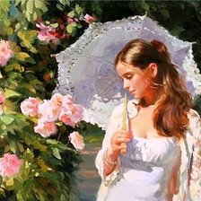 Схема вышивки «Девушка с зонтом»