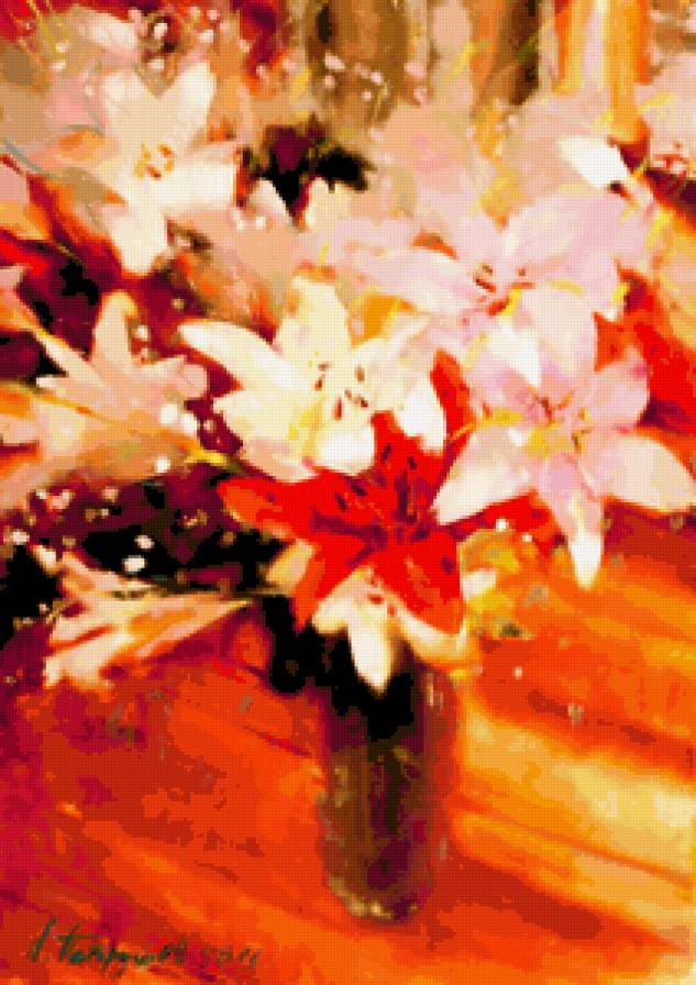 букет с красной лилией - цветы - предпросмотр