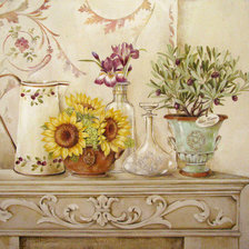 Схема вышивки «Оливковое деревце и подсолнухи.»