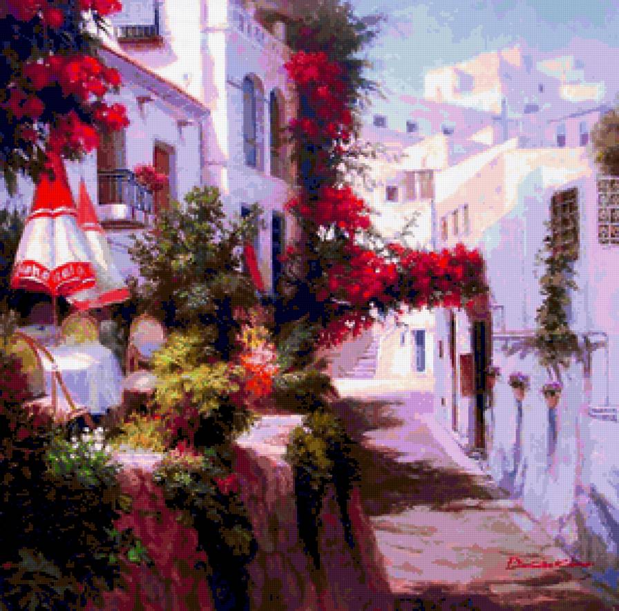 Цветочный переулок. - городской пейзаж., город, цветы - предпросмотр