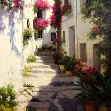 Схема вышивки «Цветочная лестница.»