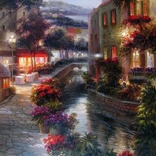 Схема вышивки «Вечер в городке.»