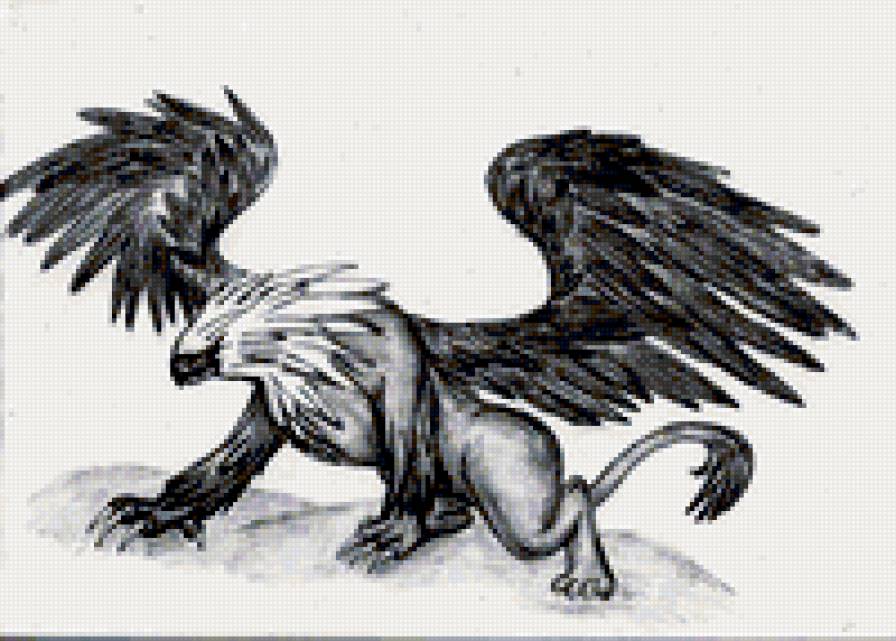 карандаш. грифон - рисунок, фэнтази - предпросмотр