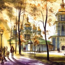 Схема вышивки «В осеннем парке у собора»