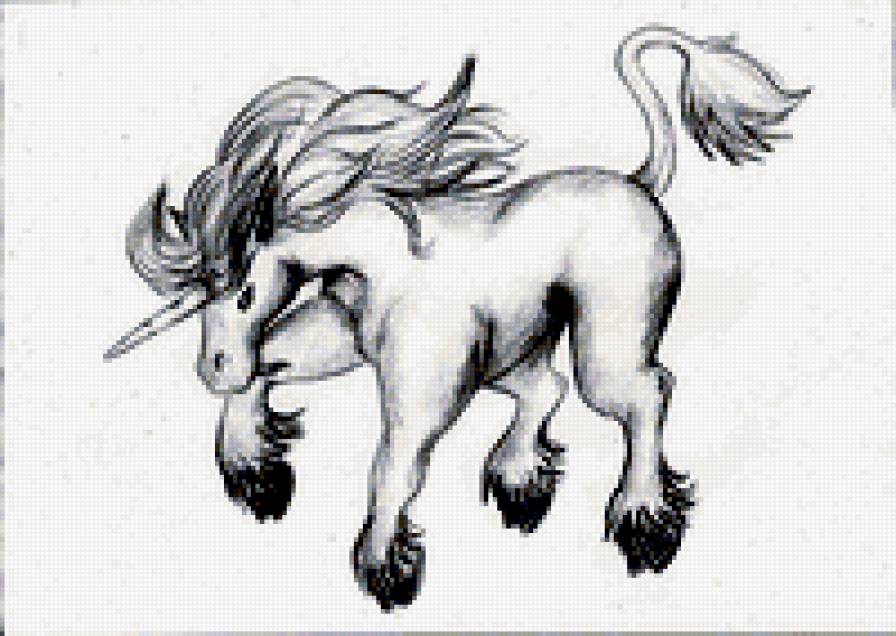 карандаш. единорог - фэнтази, рисунок - предпросмотр