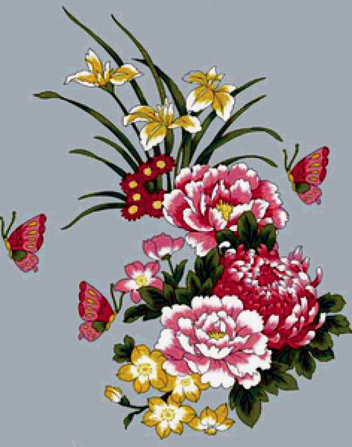 цветы - цветы, букет.бабочки - предпросмотр