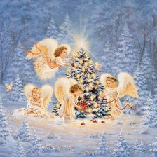 Схема вышивки «АНГЕЛЫ У ЕЛКИ»