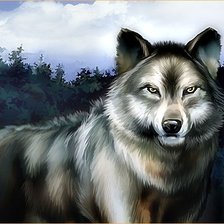 Схема вышивки «волк»