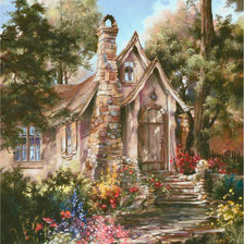 Схема вышивки «домик в лесу»