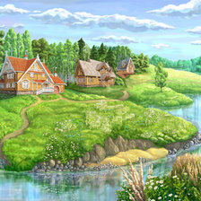 Схема вышивки «Деревня»