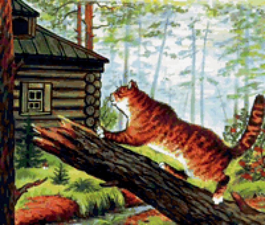 Деревенский кот - лето, дом, кот - предпросмотр