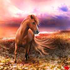Схема вышивки «Лошадь на закате»