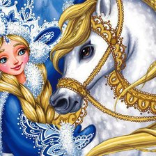 Схема вышивки «Снегурочка с лошадкой 2»