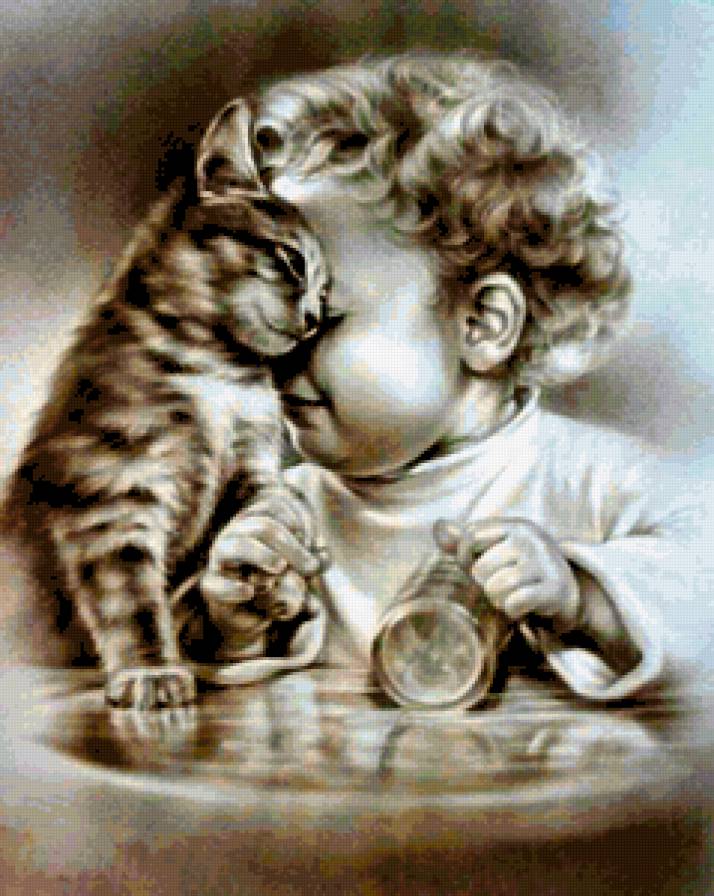 ребёнок с котёнком - ребенок, котенок - предпросмотр