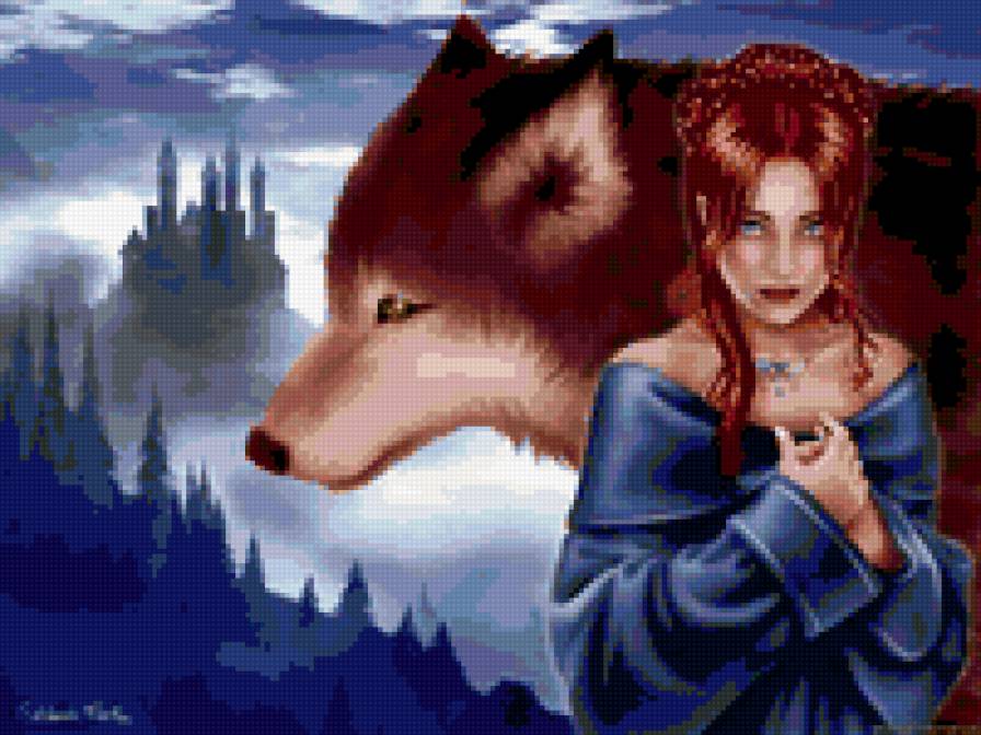 девушка и волк - предпросмотр