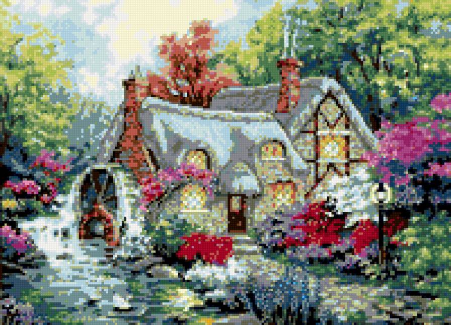 Домик с мельницей - домик, мельница - предпросмотр