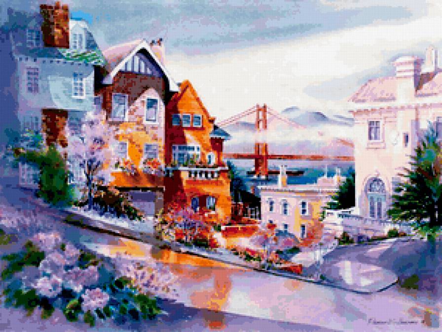 Сан Франциско - архитектура, город, живопись - предпросмотр