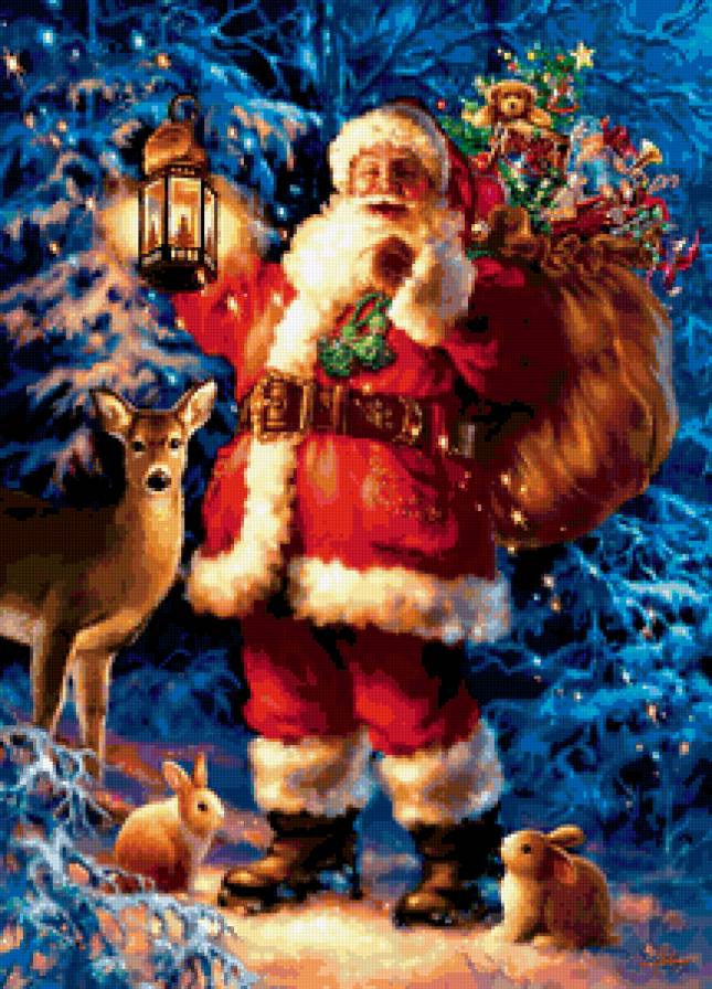 ДЕД МОРОЗ И ПОДАРКИ - новый год, праздники, зима, дед мороз, олень. зайчик, фонарь - предпросмотр