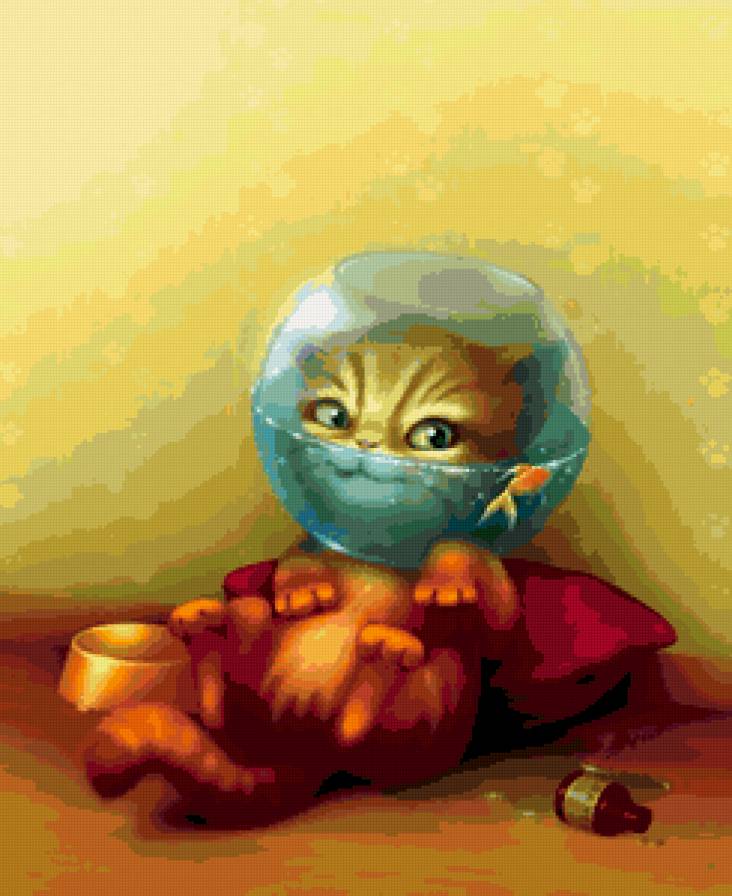 Попался - аквариум, кот - предпросмотр