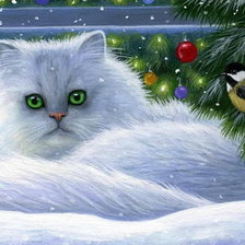 Схема вышивки «ПУШИСТЫЙ КОТ И СНЕГ»