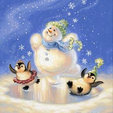 Схема вышивки «Снеговик и пингвинята»