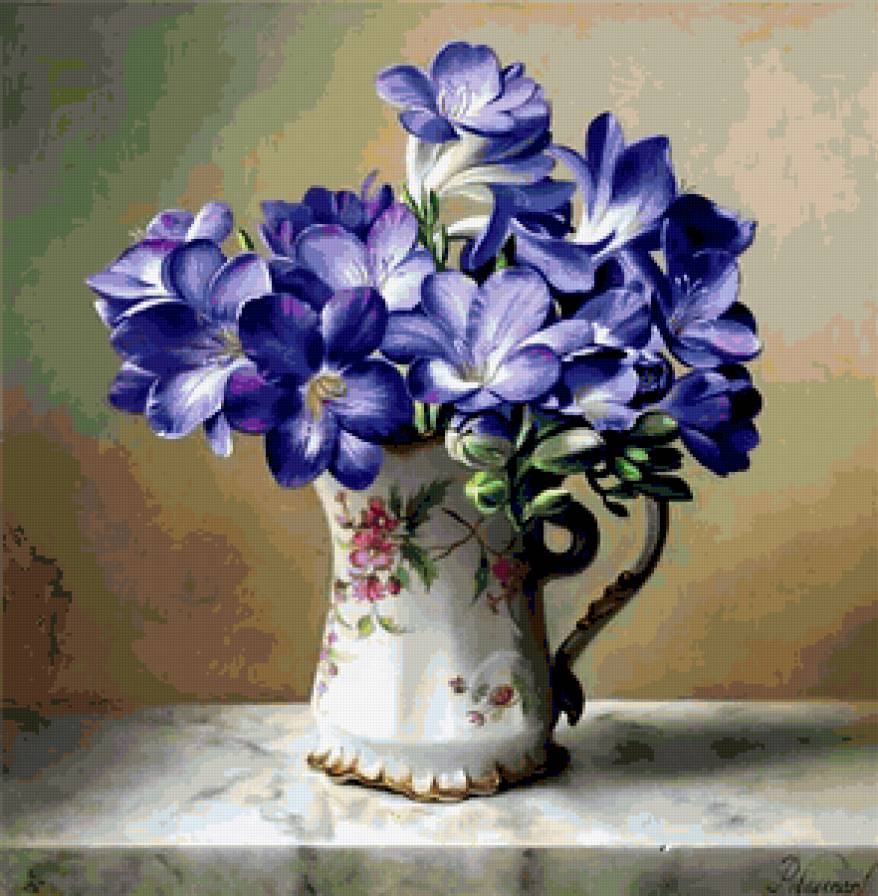 Голубые фрезии. - цветы, фрезия, букет, натюрморт - предпросмотр