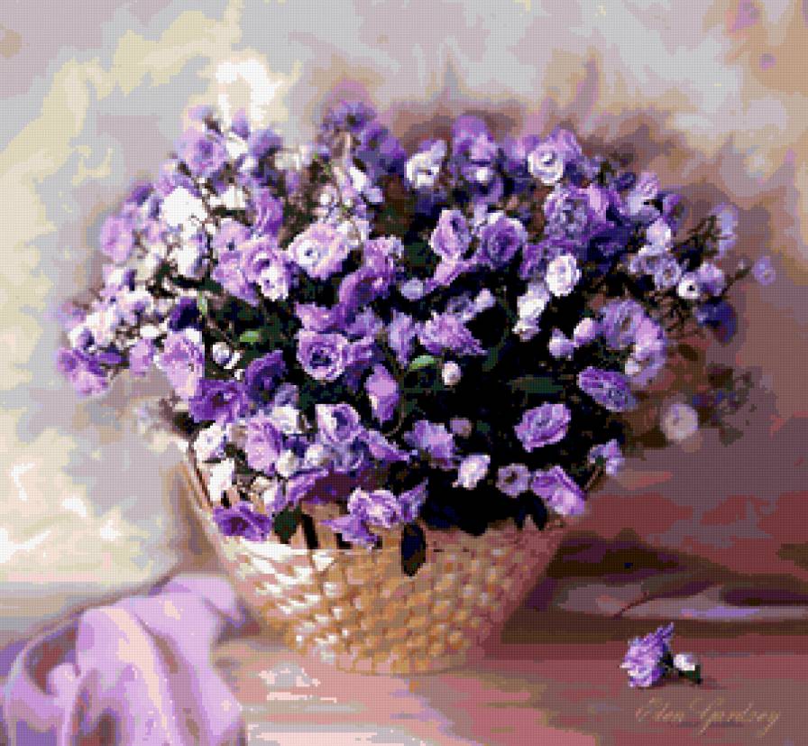 №232071 - цветы, букет, картина, корзина - предпросмотр