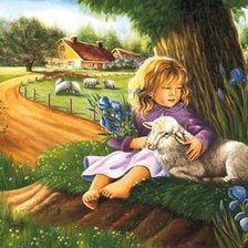 Схема вышивки «kislány báránnyal»