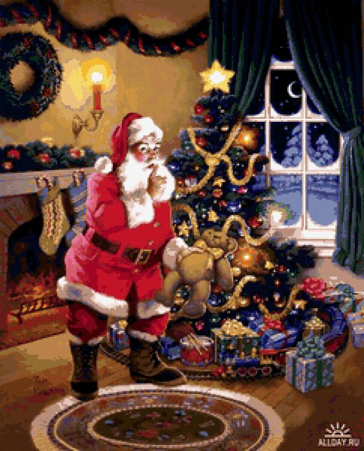 Тсссс! - новый год, подарки, санта, зима, дед мороз - предпросмотр