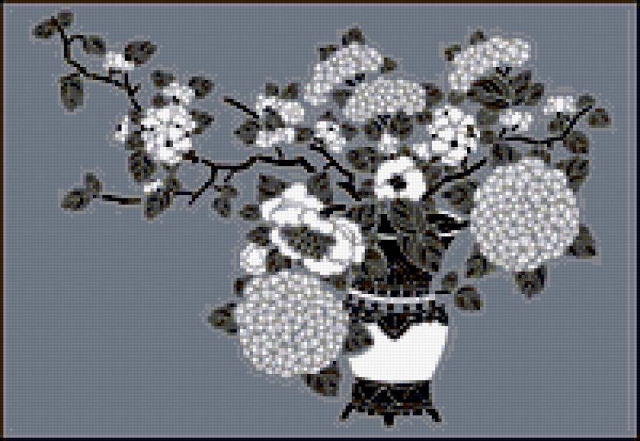 восточные мотивы - монохром, восток, цветы - предпросмотр