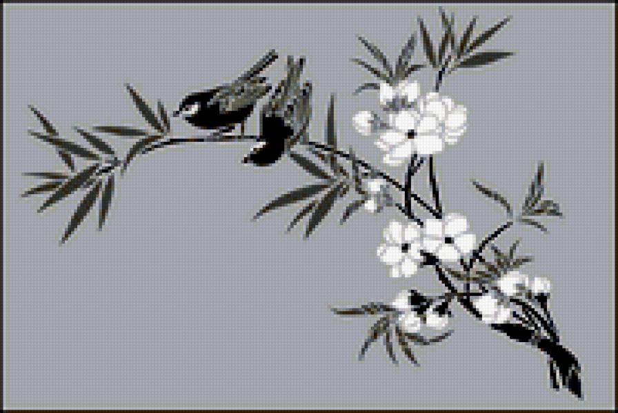 восточные мотивы 2 - монохром, цветы, восток - предпросмотр