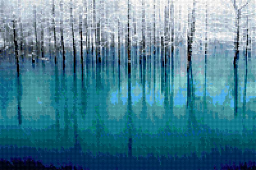 отражение в воде - времена года, вода, природа, зима - предпросмотр