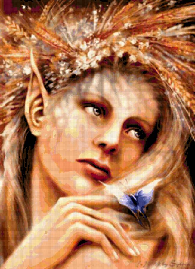 НИМФА -(Лето) - нимфа, портрет, магия, времена года, фэнтези, лето, девушка, эльф - предпросмотр