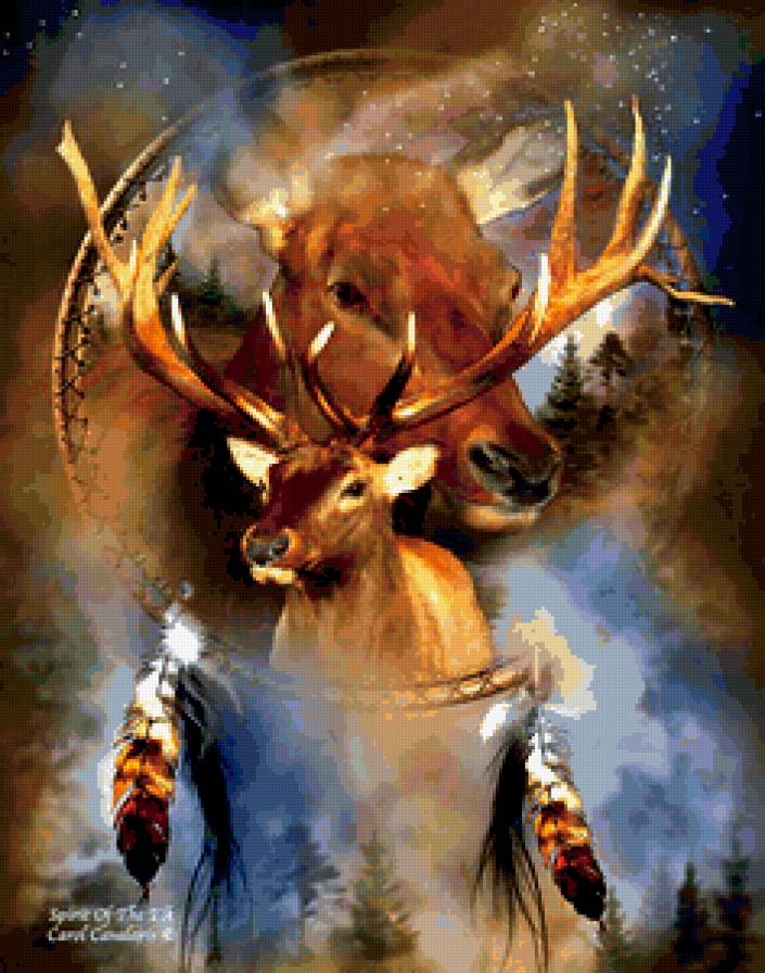 ДИПТИХ   "Две мелодии" - диптих, в гармонии с природой, животные, лесной олень, джейран - предпросмотр