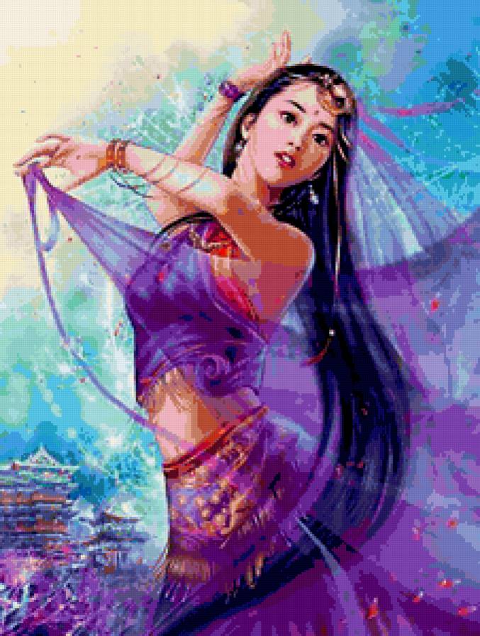 Восточная красавица - восток, взгляд, девушка, женский образ, лицо, женщина, глаза - предпросмотр