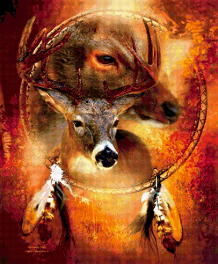 ДИПТИХ   "Две мелодии" - в гармонии с природой, диптих, олень, животные - предпросмотр