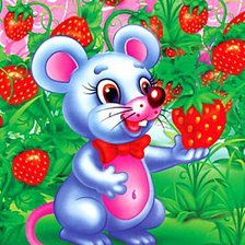 Схема вышивки «Мышонок с клубничкой»