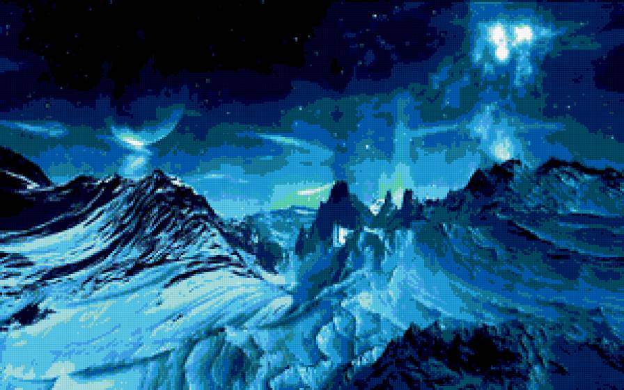 ночной пейзаж - планеты, вселенная, космос - предпросмотр