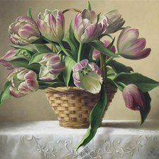 Схема вышивки «Корзина с тюльпанами»