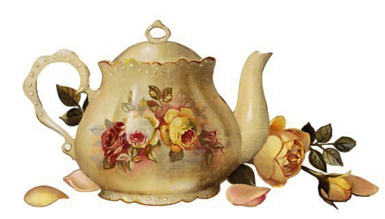 чайник - для кухни, посуда, цветы - оригинал