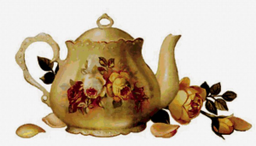 чайник - для кухни, цветы, посуда - предпросмотр