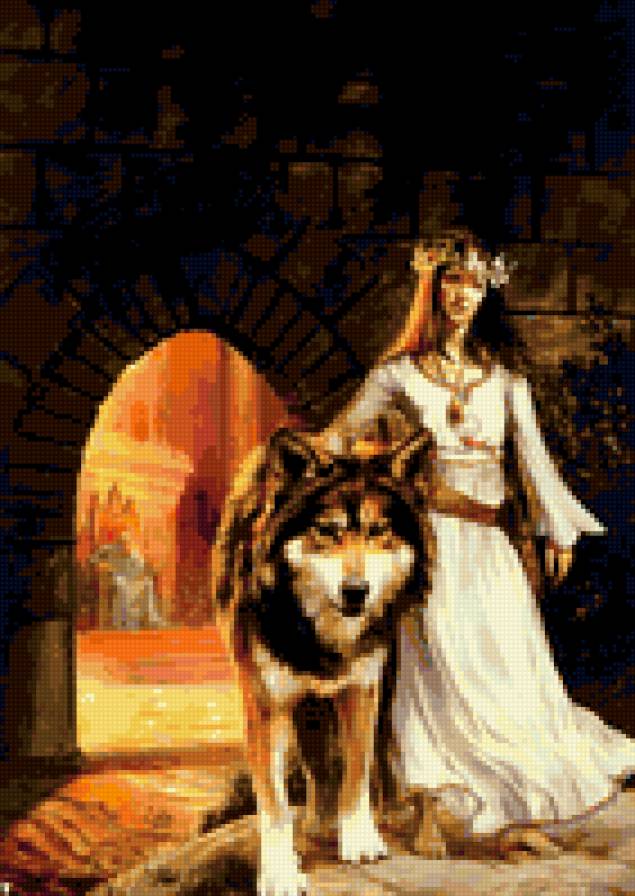 Девушка с волком - девушка - предпросмотр