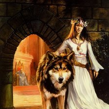 Схема вышивки «Девушка с волком»